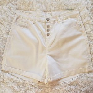 Justice Girl's plusButton Front Cuffed Jean Shorts